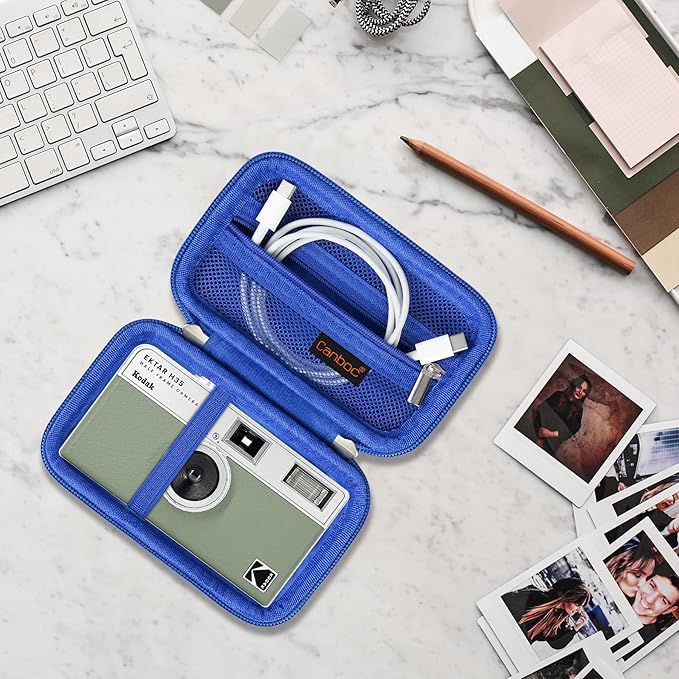 Canboc Carrying Case for KODAK EKTAR H35/ H35N/ KODAK Snapic A1 Film Camera, H35/ Snapic A1 Film Camera Bag, Zipper Mesh Pocket fits Film, Batteries, USB Cable, Blue (Case Only)