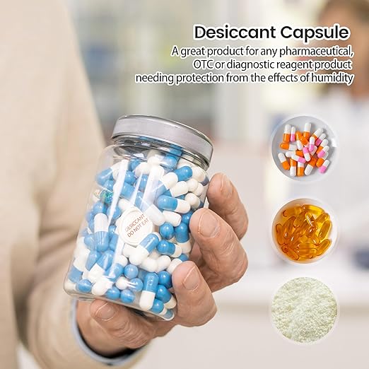 1 Gram 250 Packs Silica Gel Desiccant Canister,Orange to White Indicating Desiccants Capsules, Moisture Absorbers for Food Storage, Food Grade Desiccant Dehumidifiers