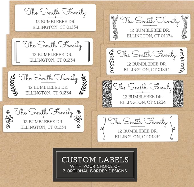 Personalized Return Address Labels - Black & White Styles - Choose Your Design - Custom Self Adhesive Stickers for Envelopes (60-960 Labels) (Smooth Style)