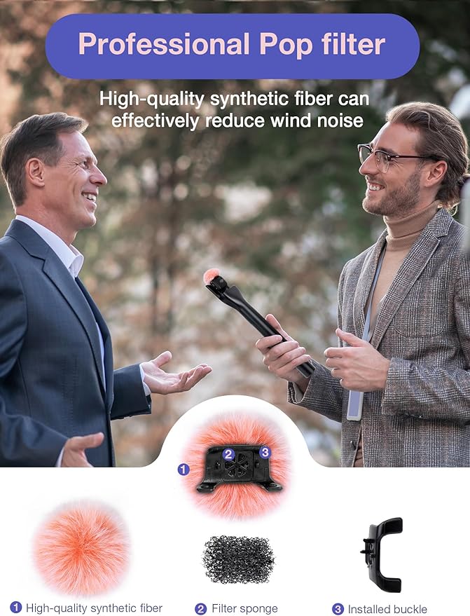 YOUSHARES Microphone Wind Muff Compatible with DJI Mic Mini - 2 Packs Furry Windproof Cover Suitable for DJI MINI 2024 Wireless to Reduce Wind Noise