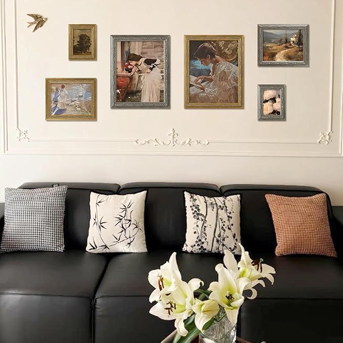 VIOLABBEY 8x10 Picture Frame Silver, Vintage Photo Frames Ornate without Mat for Tabletop or Wall Hanging