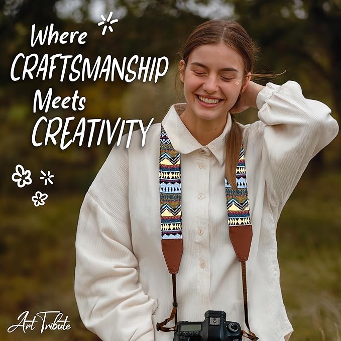 Art Tribute Camera Strap for All DSLR and Mirrorless Cameras. Add Your Name Or Initials Make It a Personalized Gift