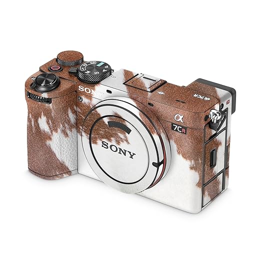 Glossy Glitter Camera Skin Compatible with Sony Alpha 7CR Camera (2023) - Cow Hide - Premium 3M Vinyl Protective Wrap Decal Cover - Easy to Apply | Crafted in The USA by MightySkins