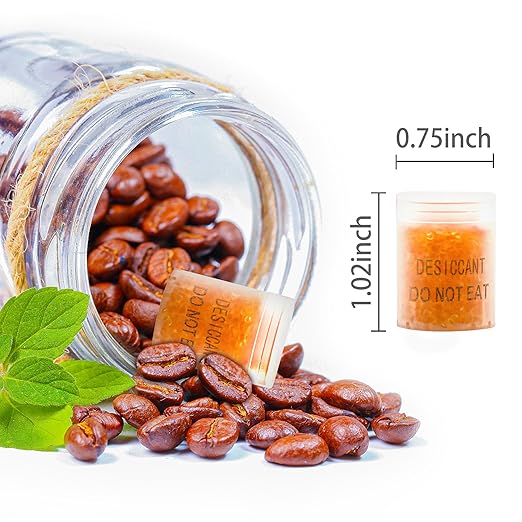 60 Packs 3 Gram Food Safe Desiccant Canister, Silica Gel Clear Capsules, Orange to White Indicating Desiccant Capsules, Desiccant Moisture Absorbers for Storage