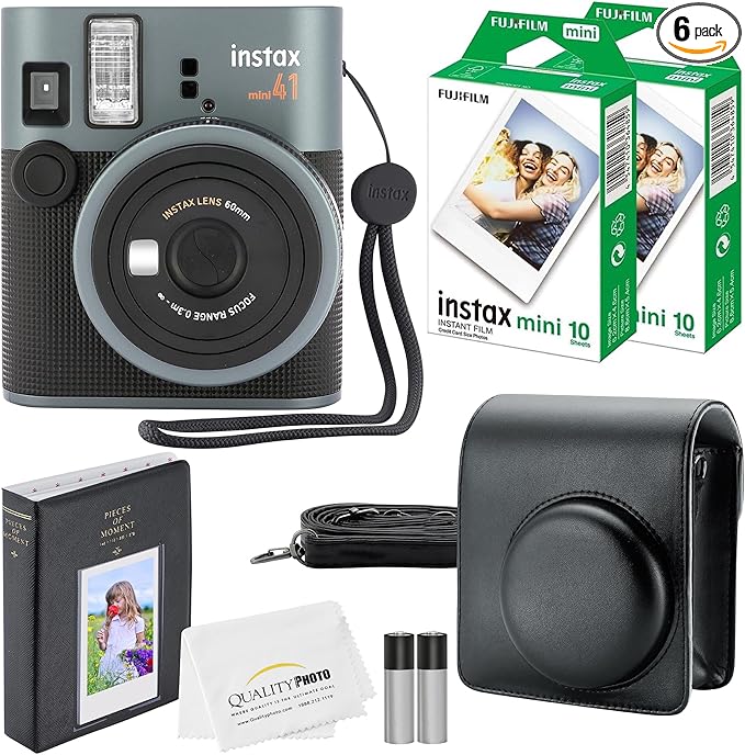 Fujifilm Instax Mini 41 Instant Camera + 20 Prints + Camera Case + Album and Quality Photo Microfiber Cloth