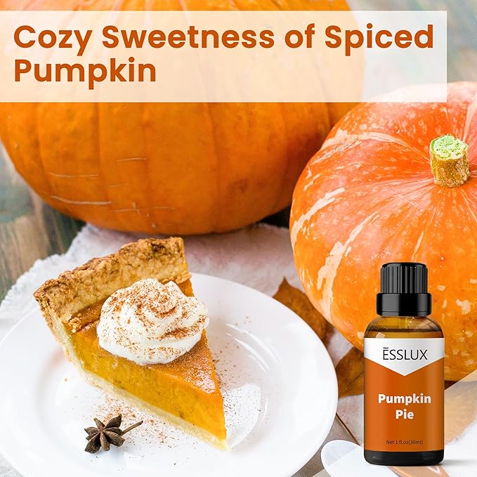 Pumpkin Pie Fragrance Oil, ESSLUX Aromatherapy Candle Making Scents, Essential Scented Oils for Home for Diffuser, Massage, Soap, Perfume, Humidifier, 30 ml