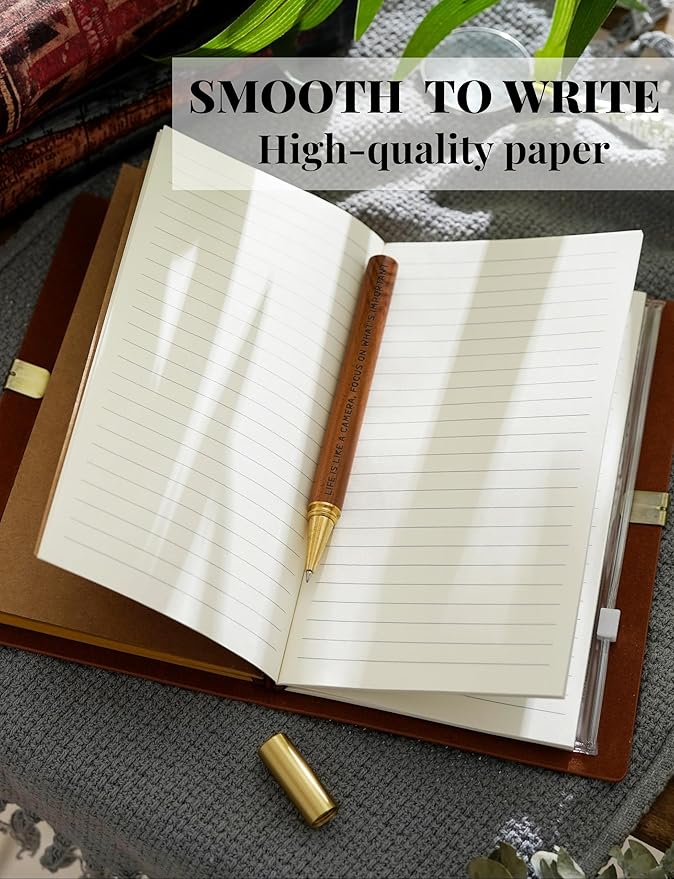 InnoBeta Photographer Gifts Journal for Women, Men, Photography Gifts for Photographers, Faux Leather Embossed Refillable Notebook, 7x5 Inches - Camera - With Pen