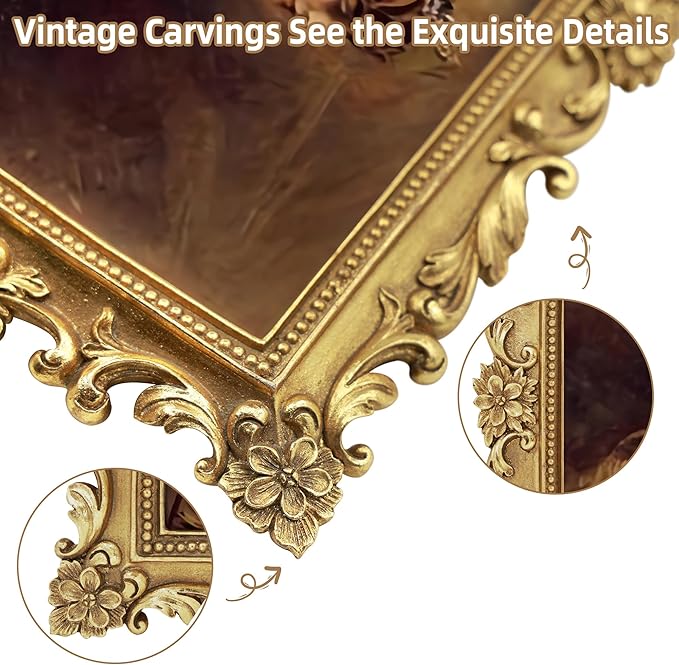 Gold 8x10 Picture Frame Vintage Antique Baroque for Wall or Tabletop Display, Ornate Gothic Victorian Frames Matted to 5x7 Photo
