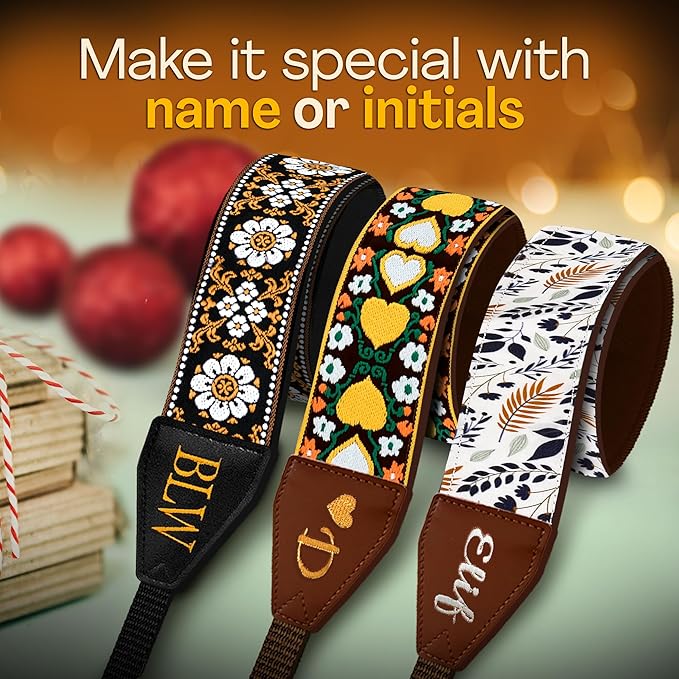 Art Tribute Camera Strap for All DSLR and Mirrorless Cameras. Add Your Name Or Initials Make It a Personalized Gift