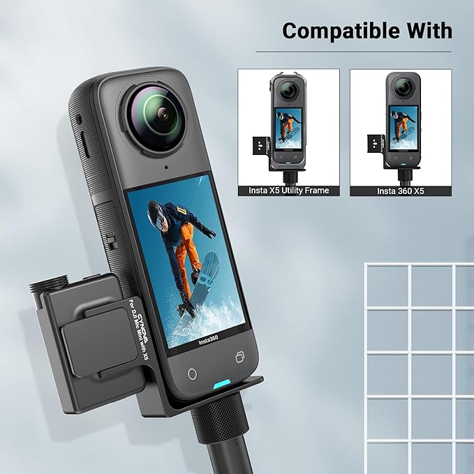 CYNOVA Mount for Insta360 X5 Accessories, Insta 360 X5 Cold Shoe Mount, Invisible Mic Bracket Designed Specifically for DJI Mic Mini（with 3.5mm Audio Cable and Fixed Velcro）