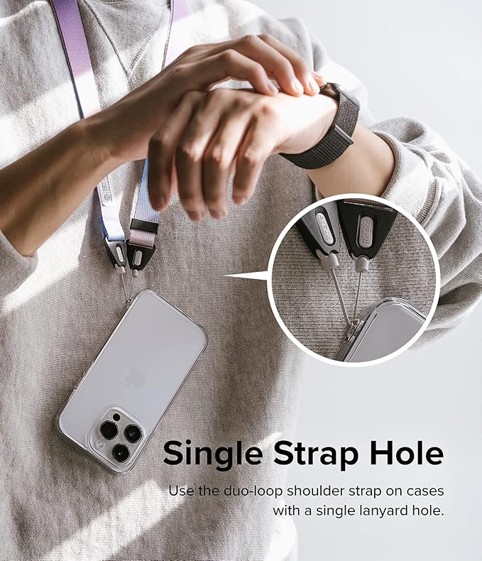 Ringke Shoulder Strap for Camera and Phone Strap, Designed for iPhone 17 Case, Adjustable Sturdy Universal Crossbody Lanyard - Aurora