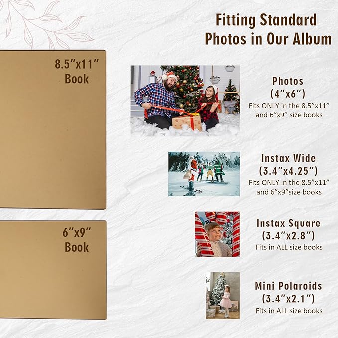Personalized Christmas Photo Album - Wooden Custom Memory Photo Album, Vintage Memory Book for Family Holiday Memories, Unique Christmas Gift