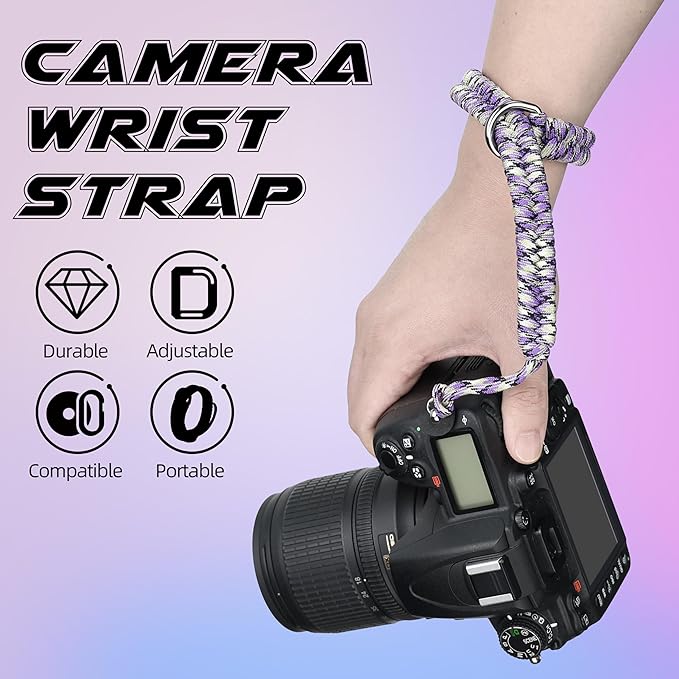 SUNYA Camera Wrist Strap for Photographers Paracord Rope Camera Hand Strap Compatible for DSLR or Mirrorless Camera