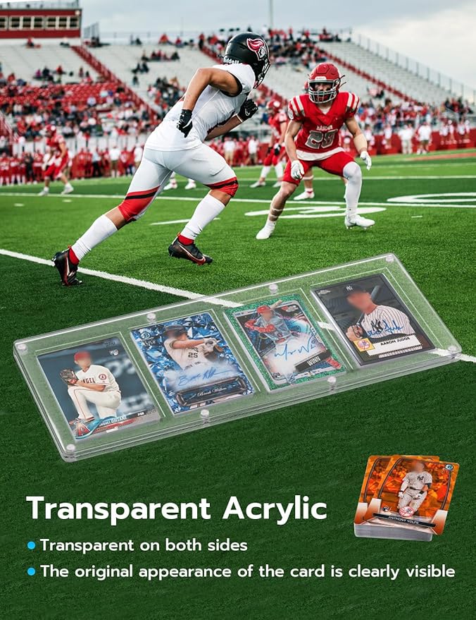 Wigearss 4 Slots 35-75PT Universal Magnetic Acrylic Game Card Case, Baseball Card Holder, Hard Acrylic Card Cases, Card Protector, Fit for Standard Card