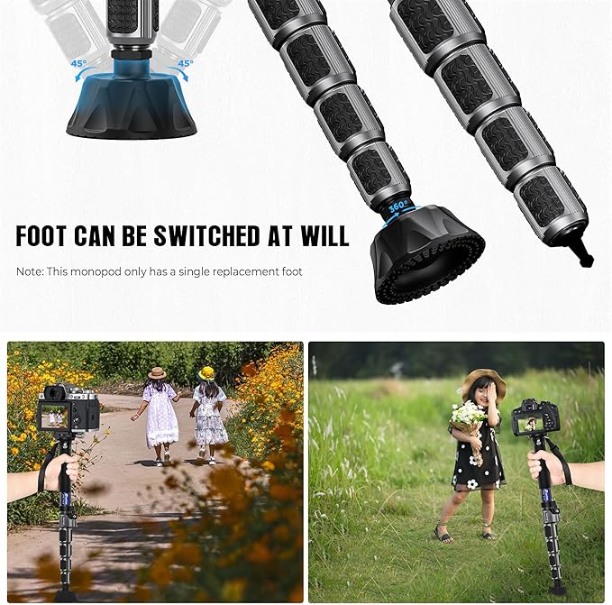 LEOFOTO Carbon Fiber Camera Monopod, Lightweight Travel Monopod with Quick Lock System for DSLR, DV, Video Camcorder, Phone Holder, Weight 0.6kg/1.32lb, Maximum Load 30kg/66lb