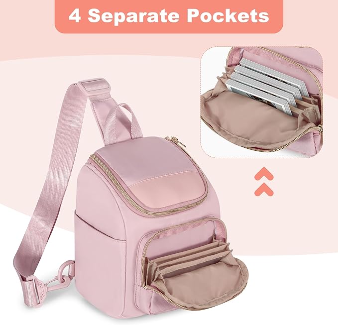 Prokva Camera Sling Bag Compatible with Polaroid Now 3rd/2nd Gen, Flip, Now+, Go Gen 2 Instant Film Camera, Crossbody Carrying Case with Adjustable Strap,Pink