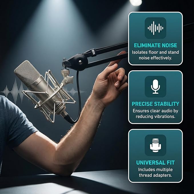 Microphone Shock Mount Mic Holder - Anti Vibration Spider Shockmount Compatible with Many Condenser Mics Like AT2020 MXL 770 MXL 990 Samson C01 Rode Procaster NT1-A Neumann U87 etc.