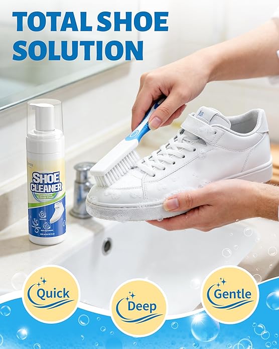 Shoe Cleaner, Sneaker Cleaner Kit with Brush and Towel, Deep Clean Shoe Cleaning Kit for White Shoes