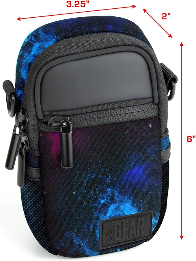 USA Gear Compact Camera Case Point & Shoot Camera Bag with Accessory Pockets, Rain Cover & Shoulder Strap Works W/Sony CyberShot, Canon PowerShot ELPH, Nikon COOLPIX, Olympus & More