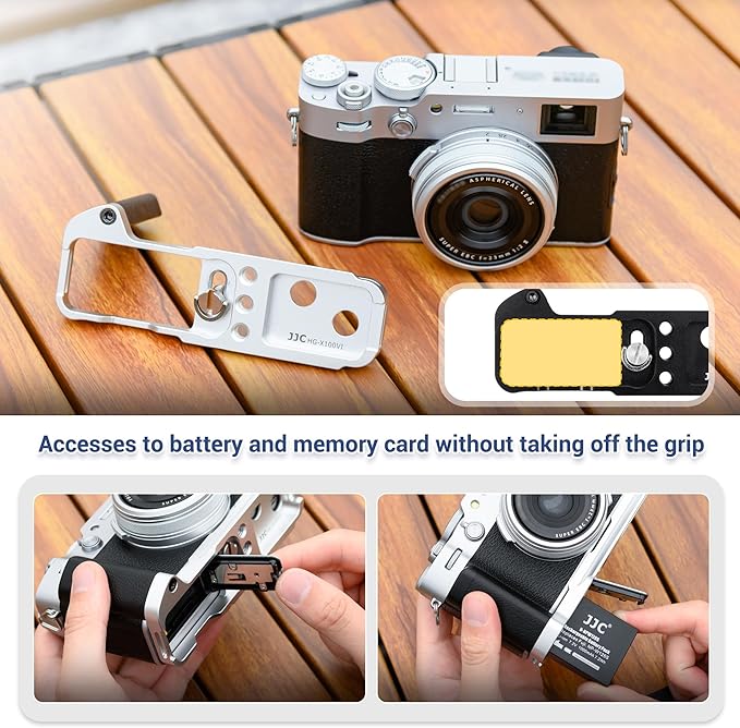 Updated X100V Metal Hand Grip, Handle L Bracket for Fuji Fujifilm X100V Camera (Not for X100VI), Three 1/4"-20 Tripod Hole, Arca Swiss Quick Release Plate, Anti-Slip Pads, with Extra Hand Strap Hole