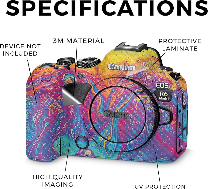 Carbon Fiber Camera Skin Compatible with Canon EOS R6 Mark II Camera (2022) - Paint Currents - Premium 3M Vinyl Protective Wrap Decal Cover - Easy to Apply | Crafted in The USA by MightySkins