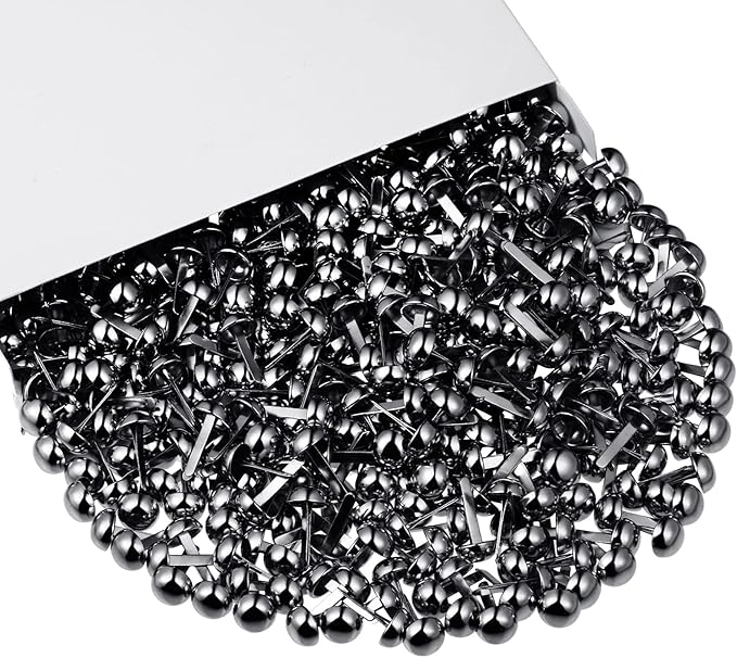 Hotop 500 Pcs Brads for Paper Crafts Metal Round Brass Paper Fasteners for Craft Art Crafting School DIY Supplies(0.3 x 0.6 Inch,Black)
