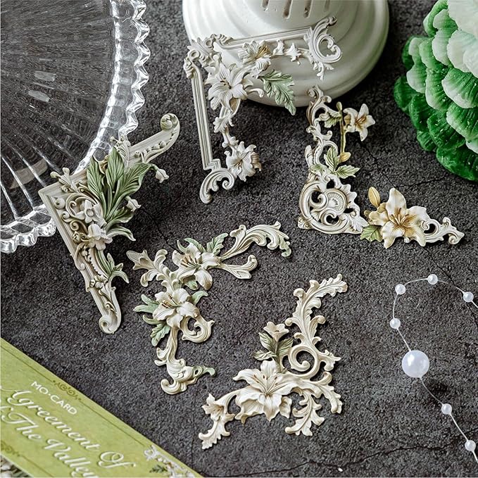 120Pcs Vintage Photo Frame Corners Decorative Paper, Embossed Cardstock Cutouts, Picture Border Frames for Scarpbooking Card Making Junk Journaling Collage Craft Embellishment Album Decor Non-Sticky