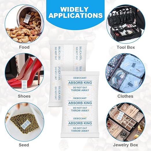 Silica Gel Packets, 1 Gram 500 Packs Moisture Absorbers for Food Storage, Premium Color Indicating Desiccant Packs for Food, Seeds, Jewelry, Electronics