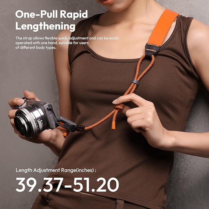 ULANZI CSS2 U-Snap Camera Strap, Quick Release Neck Shoulder Strap with 60kg Load Capacity, Adjustable Padded Anti-Slip Strap for DSLR Mirrorless Camera Binocular Camcorder (Twilight Orange)