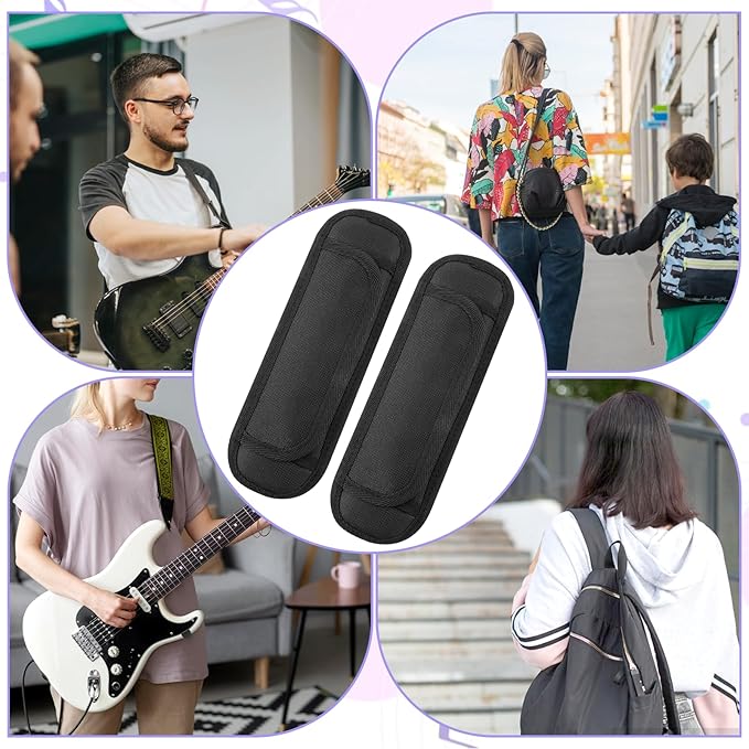 2 PCS Soft Shoulder Strap Pad, Adjustable Fit Backpack Strap Pads Black Breathable & Removable Shoulder Pad for Bag Straps, Comfortable Guitar Straps Pads for Computer Bag Camera Padding