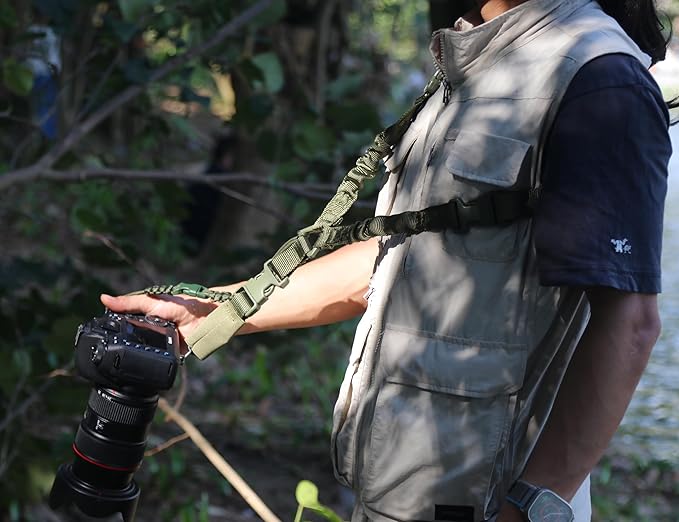 Camera Shoulder Strap Quick Release with Safety Tether, Unique Adjustable Camera Neck Strap for Nikon for Sony for Canon for Olympus DSLR Camera - Army Green