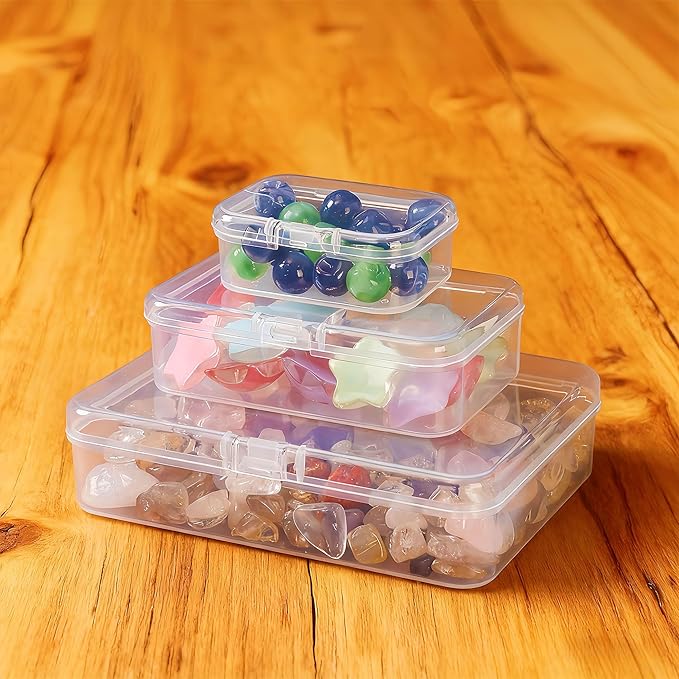 LJY 28 Pieces Mixed Sizes Rectangular Empty Mini Plastic Storage Containers With Lids For Small Items And Other Craft Projects Plastic Containers For Organizing Small Storage Containers