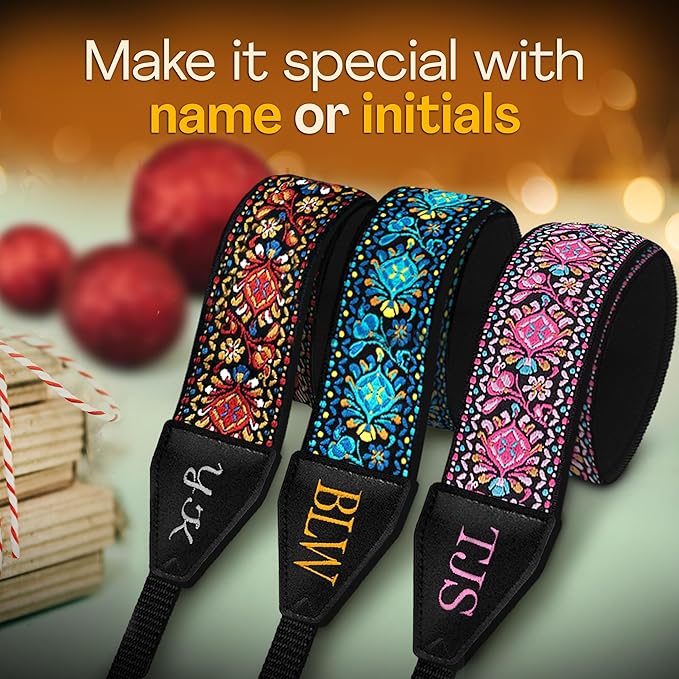 Art Tribute Camera Strap for All DSLR and Mirrorless Cameras. Add Your Name Or Initials Make It a Personalized Gift