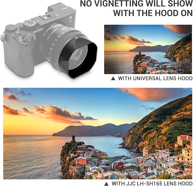JJC Bayonet Square Lens Hood Shade for Sony FE 24mm f/2.8 G SEL24F28G, FE 50mm F/2.5 G SEL50F25G, FE 40mm F/2.5 G Lens SEL40F25G, Replaces Sony ALC-SH165 ALC-SH166 Lens Hood, No Vignetting