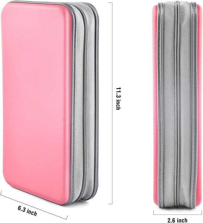 DVD Case, Bivisen CD Case Holder Wallet Binder 96 Capacity CD/DVD Cases Storage Holder Binder Organizer Wallet Book for Car Home Travel (Light Pink)