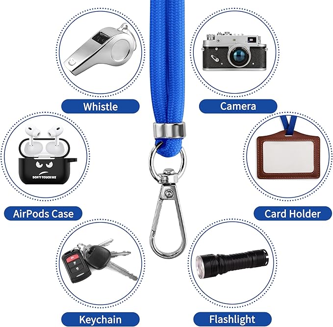 CACOE Phone Lanyard 2 Pcs-1 Pcs Adjustable Neck Strap, 1 Pcs Wrist Strap, 2 Pcs Pads, Universal Crossbody Multifuctional Cell Phone Lanyards Compatible with Most Smartphones(Dark Blue)