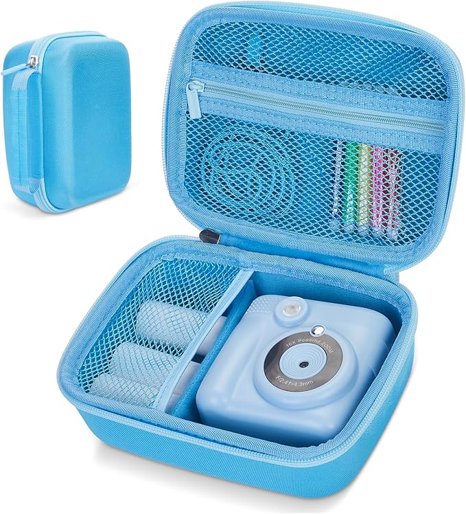 Hikkon Camera Case Compatible for ESOXOFFORE/Upgrade/Dylanto/Yehtta/HiMont/CAMCLID Kids Instant Print Camera Toy,Portable Digital Camera Storage Holder Organizer Bag (Case Only) - Blue