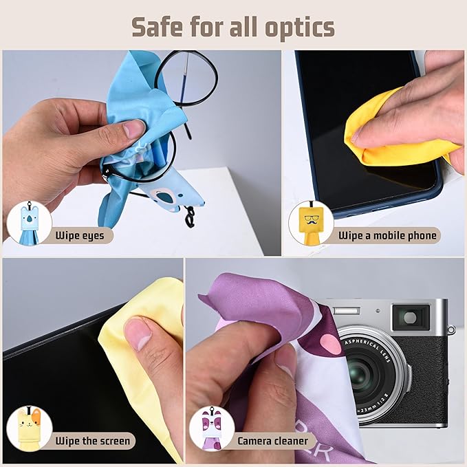 SEIBER Glasses Cleaning Cloth,Microfiber Cleaning Cloths,Eyeglasses Clean Cloths,Glass Cleaning Cloths for Glasses Sunglasses Eyeglasses Lens Camera Cell Phone Screens (6 Pack)
