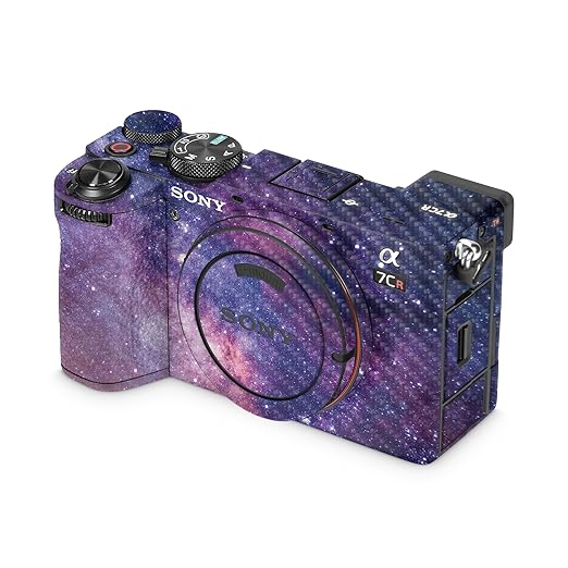 Carbon Fiber Camera Skin Compatible with Sony Alpha 7CR Camera (2023) - Violet Stars - Premium 3M Vinyl Protective Wrap Decal Cover - Easy to Apply | Crafted in The USA by MightySkins