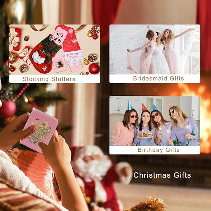 Preppy Cute Bow Travel Compact Mirror with Light for Purses 1X/2X Magnification Small Led Portable Pocket Makeup Mirror, Trendy Christmas Birthday Gift Stocking Stuffers for Teen Girls Women