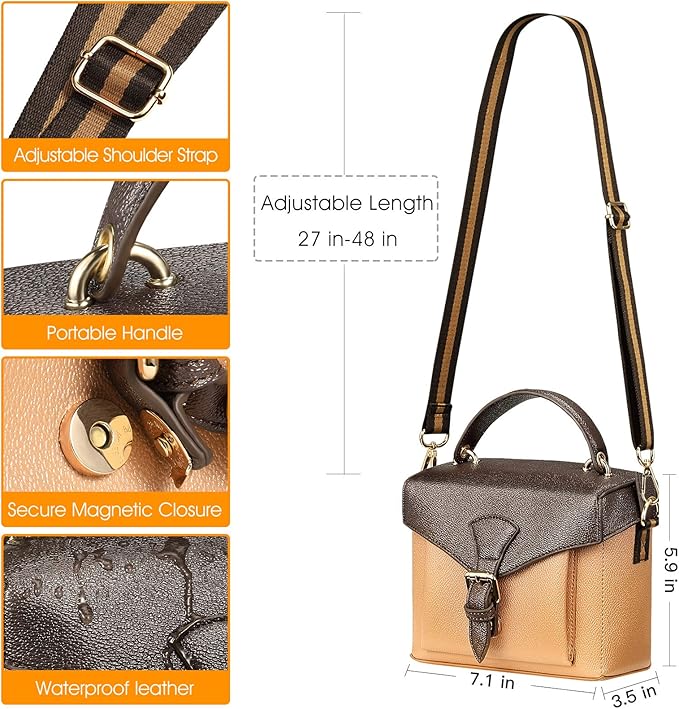 FINPAC Protective Case Leather Crossbody Handbag for Fujifilm Instax Mini 12/11/9/8+/8/90/70/40/26+/25/7s/Mini LiPlay/Square SQ1/SQ6/SQ40 Polaroid PIC-300 Instant Camera with Film Pack Pocket, Brown