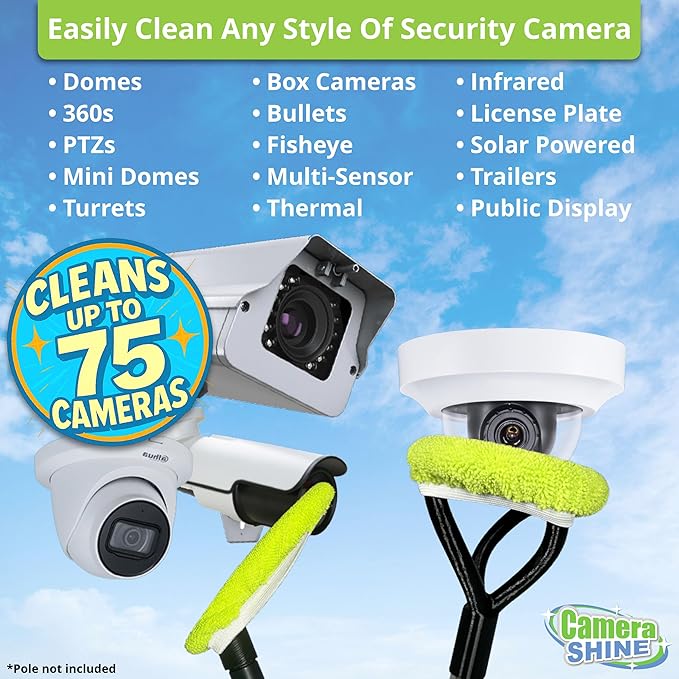 CameraShine PRO Surveillance Cleaning Kit - Safely Clean Any Security Camera Safely from The Ground