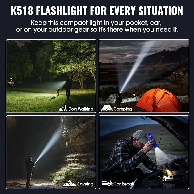 Rechargeable Tactical Flashlights, High Lumens Small Mini USB-C LED Flashlight, Compact EDC Flash Light, 4 Modes&Memory Function, Waterproof Pocket Lights for Home,Camping,Emergency (1, Orange)