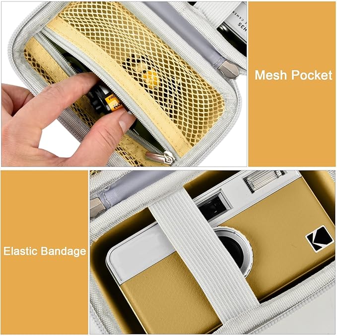 Grapsa Digital Camera Case Compatible with KODAK EKTAR H35 H35N Half Frame Film Camera, Storage Holder Organizer for Kodak Ultra F9 M35 M38 Paper Shoot kamera, 35mm Film Rolls (Box Only) - Yellow