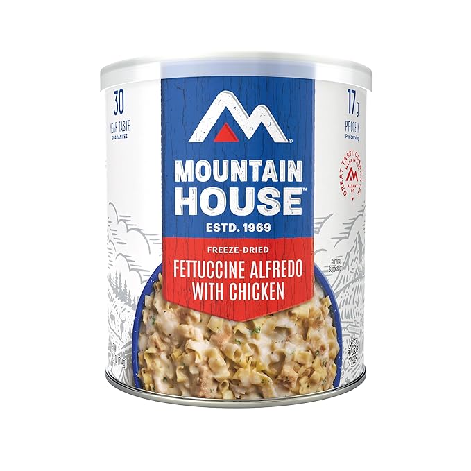 Mountain House Fettuccine Alfredo with Chicken Freeze-Dried Food for Camping, 9 Servings, 30-Year Shelf-Life