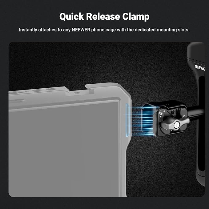 NEEWER Quick Release Side Handle with Bluetooth Shutter, Cold Shoe, 360° Rotation, Compatible with iPhone Android NEEWER Phone Cage Blackmagic Camera App for Focus/Zoom, PA148E