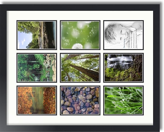 Art to Frames Double-Multimat-1048-754/89-FRBW26079 Collage Photo Frame Double Mat with 9 - 5x7 Openings and Satin Black Frame