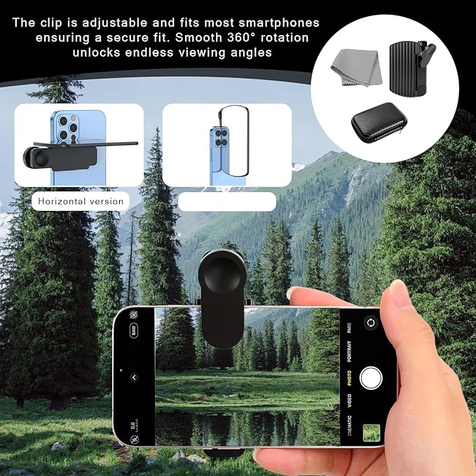 Mirror Reflection Clip,Smartphone Camera Mirror Reflection Clip Kit,Phone Mirror,Photography Accessories for All Smartphone, Easy Hd Glass-Mirror Clip-On Design for Travel & Selfie Photography
