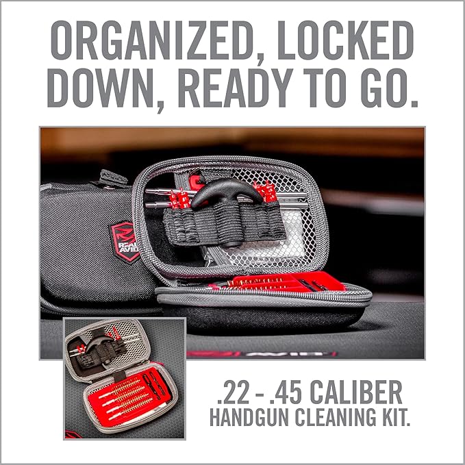 Real Avid Handgun Cleaning Kit | Includes Gun Cleaning Mat 19x16 with Magnetic Parts Tray & Gun Cleaning Supplies for 22, 357, 38, 380, 9mm, 40, 41, 44, 45 Caliber Pistols (Choose Style Below)