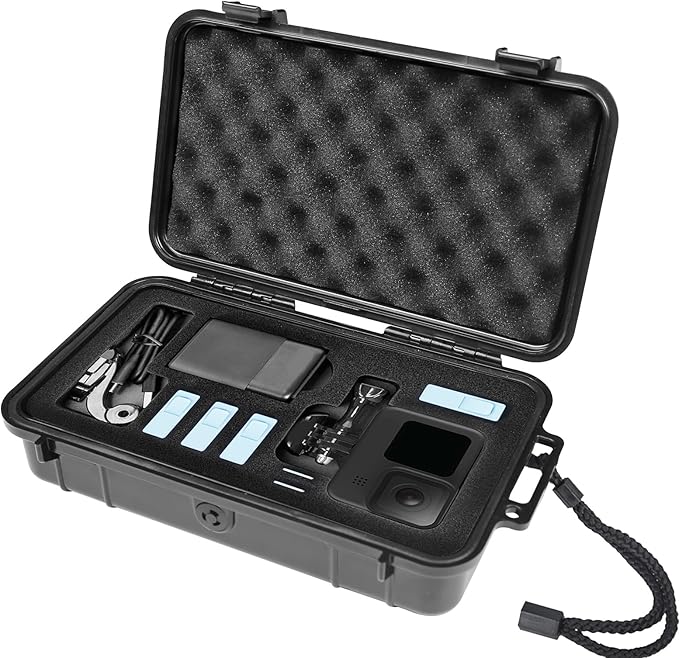 Smatree Waterproof Hard Compact Case Compatible for Gopro Hero 13/12/11/10/9/8/7/6/5/2018/AKASO Brave 7 LE/DJI Osmo Action, Portable, Shock, Durable(Camera and Accessories NOT Included)(Black)